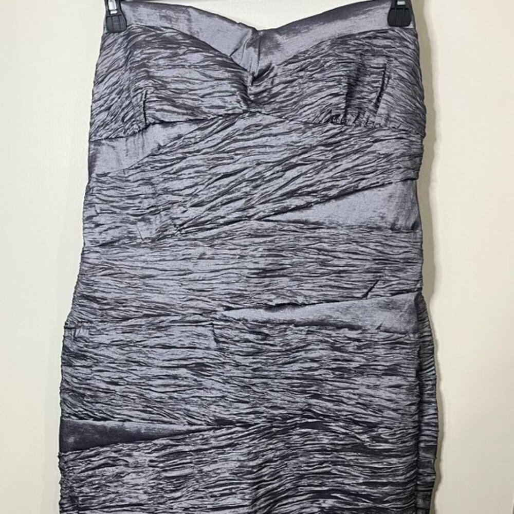 Snap Formal Mini Dress- Dark Gray Metallic Silver Strapless Prom Dress- Size 2X